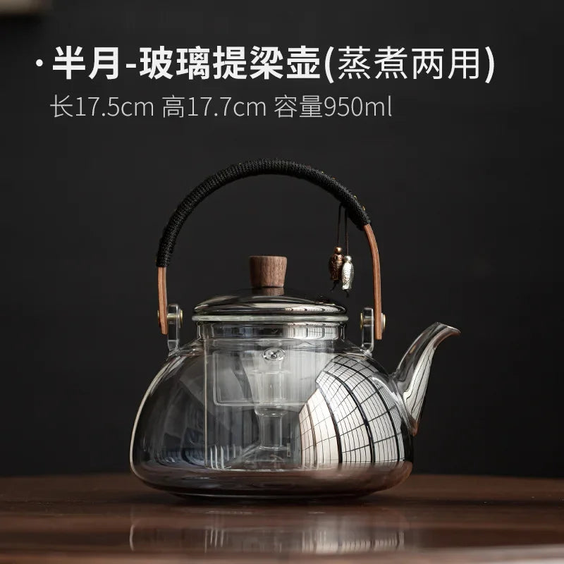 Heat Resistant Glass Coffee and Tea Kettle with Loop Handle 950ml