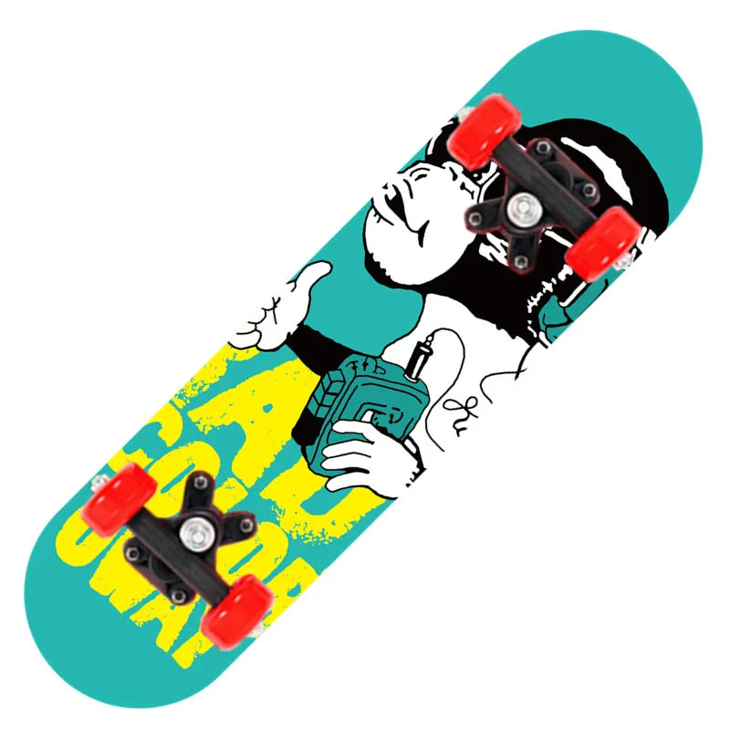 Cartoon Four-wheel Skateboard  Beginner Skateboards Maple Wood Deck Skate Board Outdoor Double Rocker Skateboard