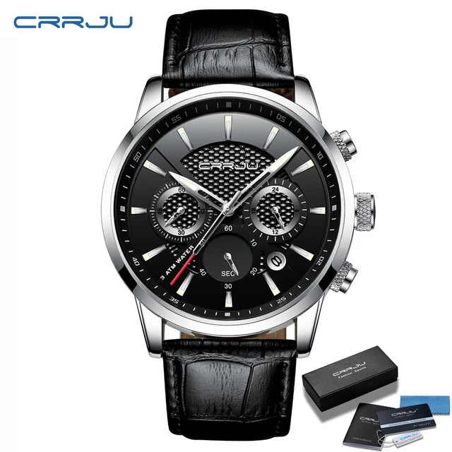 Man Watch Luxury Leather Wrist Watch Casual Chronograph Quartz Waterproof  Hot Sale Wristwatch