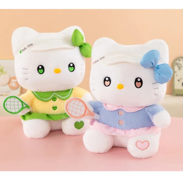 Cute Cat Character Tennis Theme Plush Stuffed Doll Toy