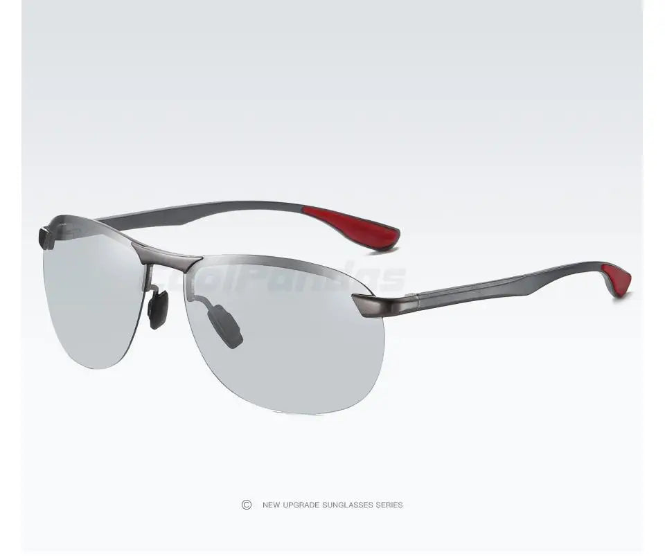 Rimless Photochromic Polarized UV400 Aluminum Driving Sunglasses for Men Women