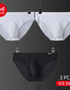 3-Pack Men’s Ice Silk Graphene Briefs – Antibacterial, Seamless, Mid-Waist & Breathable