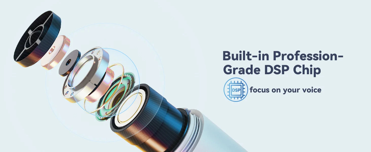 Tesla Karaoke Mic with Portable Bag, Wireless Mic with 8 Joy Effects, Rechargeable Mic with Type-C & Aux in Receiver