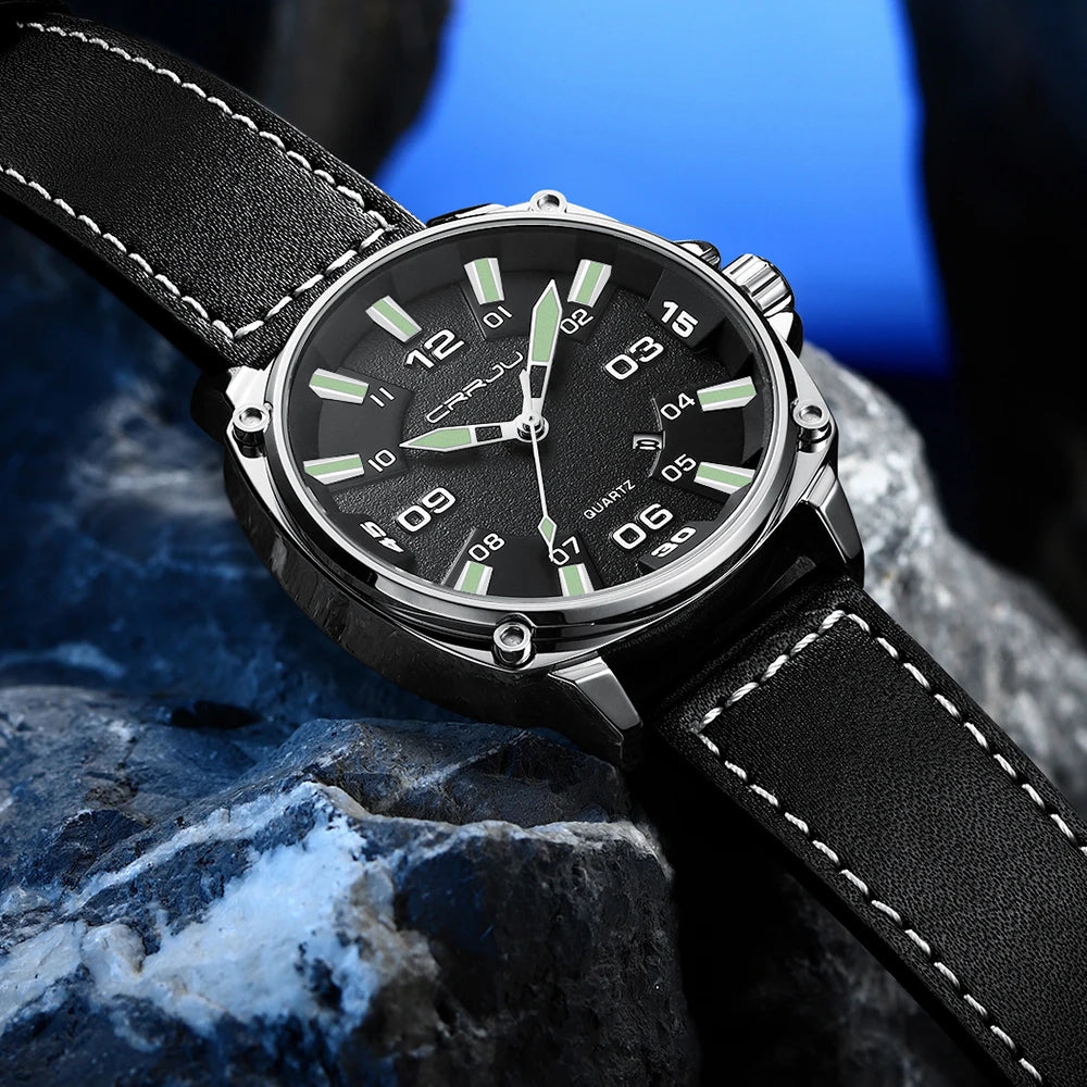 Simple Fashion Thin Date Wristwatches Male Luxury Design Breathable Leather Watches Men's Quartz Clock