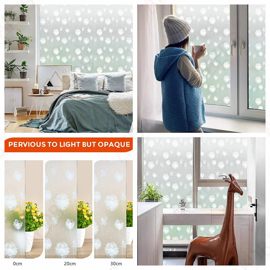 Window Film Privacy, Stained Glass Film, Frosted Opaque Glass Clings, Sun Blocking Vinyl Window Stickers for Door Home Office