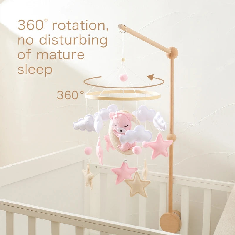 Baby Rattle Toy 0-12 Months Wooden Mobile On The Bed Newborn Music Box Bed Bell Hanging Toys Holder Bracket Infant Crib Boy Toys