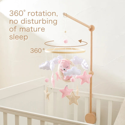 Baby Rattle Toy 0-12 Months Wooden Mobile On The Bed Newborn Music Box Bed Bell Hanging Toys Holder Bracket Infant Crib Boy Toys