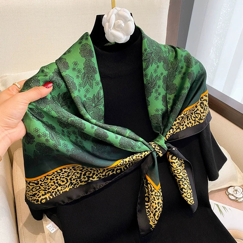 Women Scarf Silk Feeling Hair Neck Square Brand Office bandanna muffler Waiter Flight Attendants Handkerchief Rings wrap
