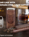 Cigar Case Leather Cigar Travel Case Cedar Wood Portable Cigar Humidor Box with Cigar Cutter Elegant Cigar Box for Men