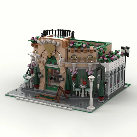 1802PCS City Street View Cafe Fleur Building Detailed Moc Diy Education Building Blocks Birthday Toys Gift for Urban Builders