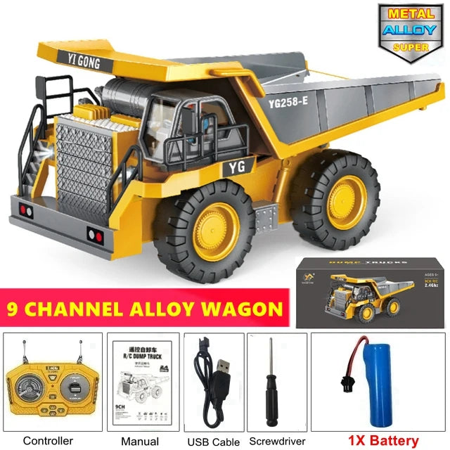 Remote Control Excavator Dump Truck Crawler Bulldozer RC Model Car Toy Alloy Simulation Construction Vehicle Gifts