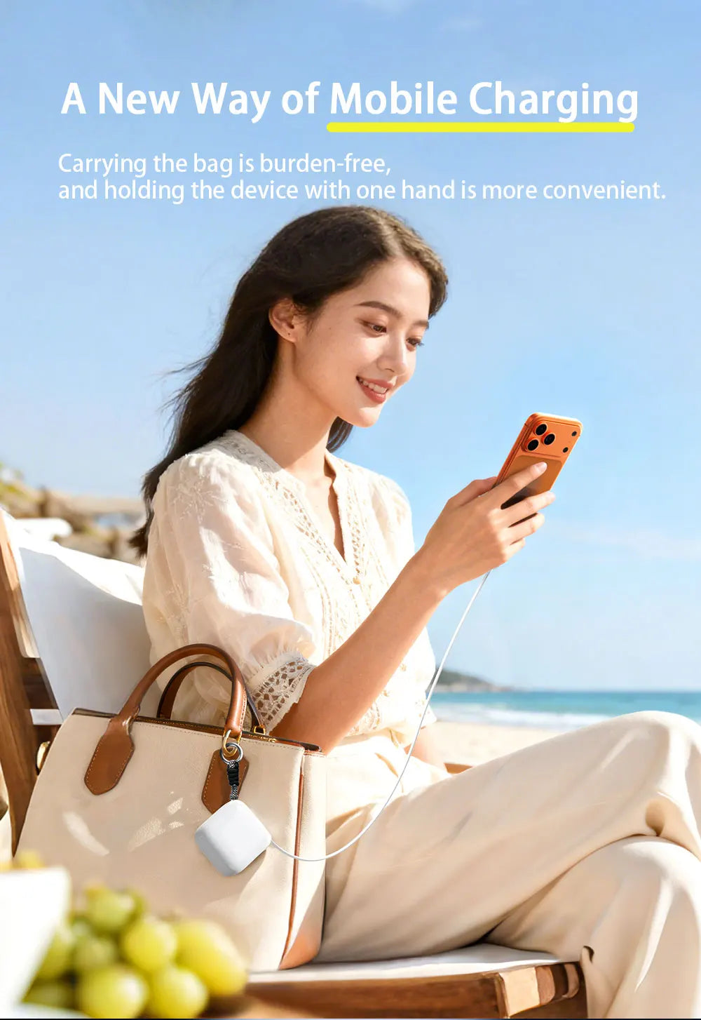 40W Fast Charging Protable 10000mAh PowerBank Gallium Nitride With 70cm Retractable Type-C Cable for iPhone 17 16 Xiaomi Huawei