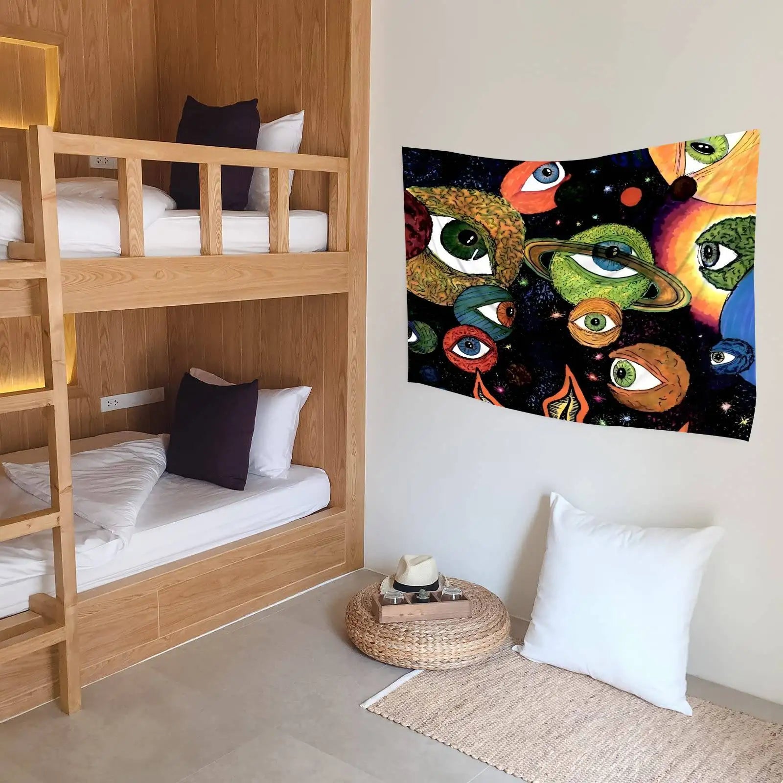 Mystic Eye Starry Sky Tapestry Planetary Ring Eye Pattern Bohemian Restaurant Theme Living Room Feature Wall Room Decor