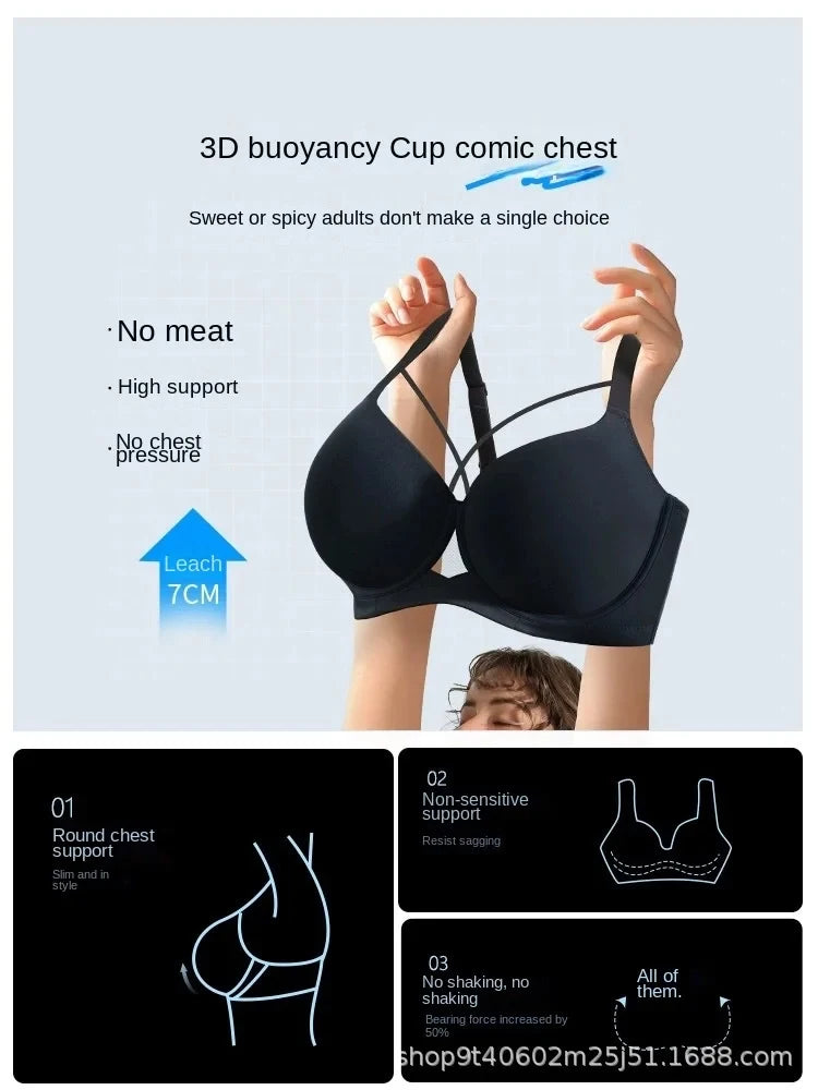 Womens Seamless Underwire Push Up Support Bra