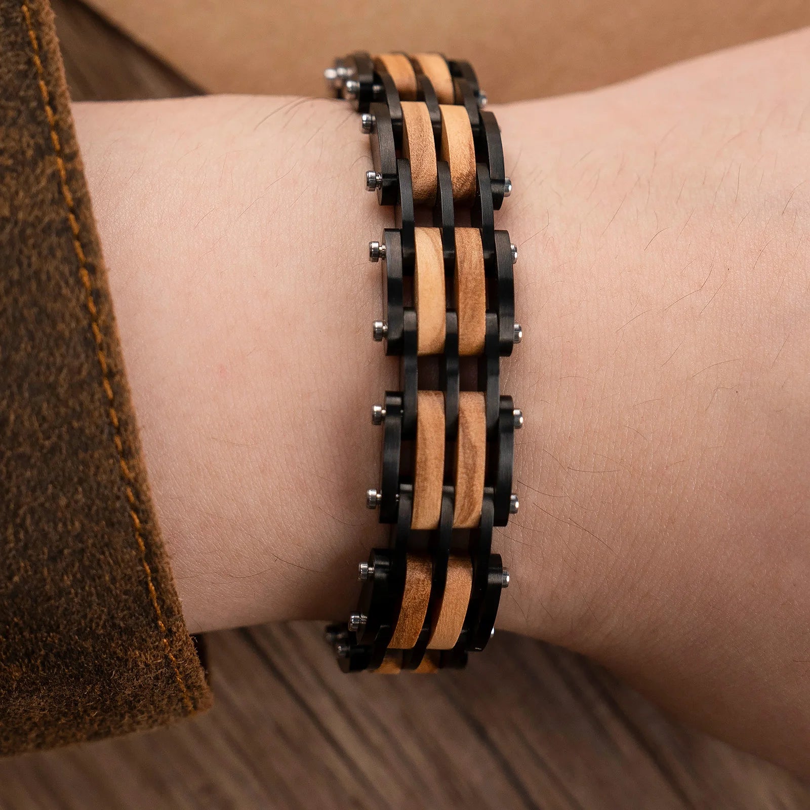 Fashion Bracelet for Metal Stainless Steel Wood Strap Jewelry Bracelets