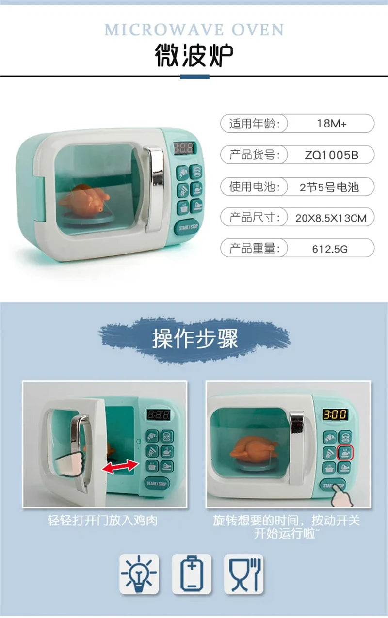 Kitchen Toys for Girls Boys Home Appliances Juicer Washing Machine Toaster Microwave Egg Cooker  Play House Toys