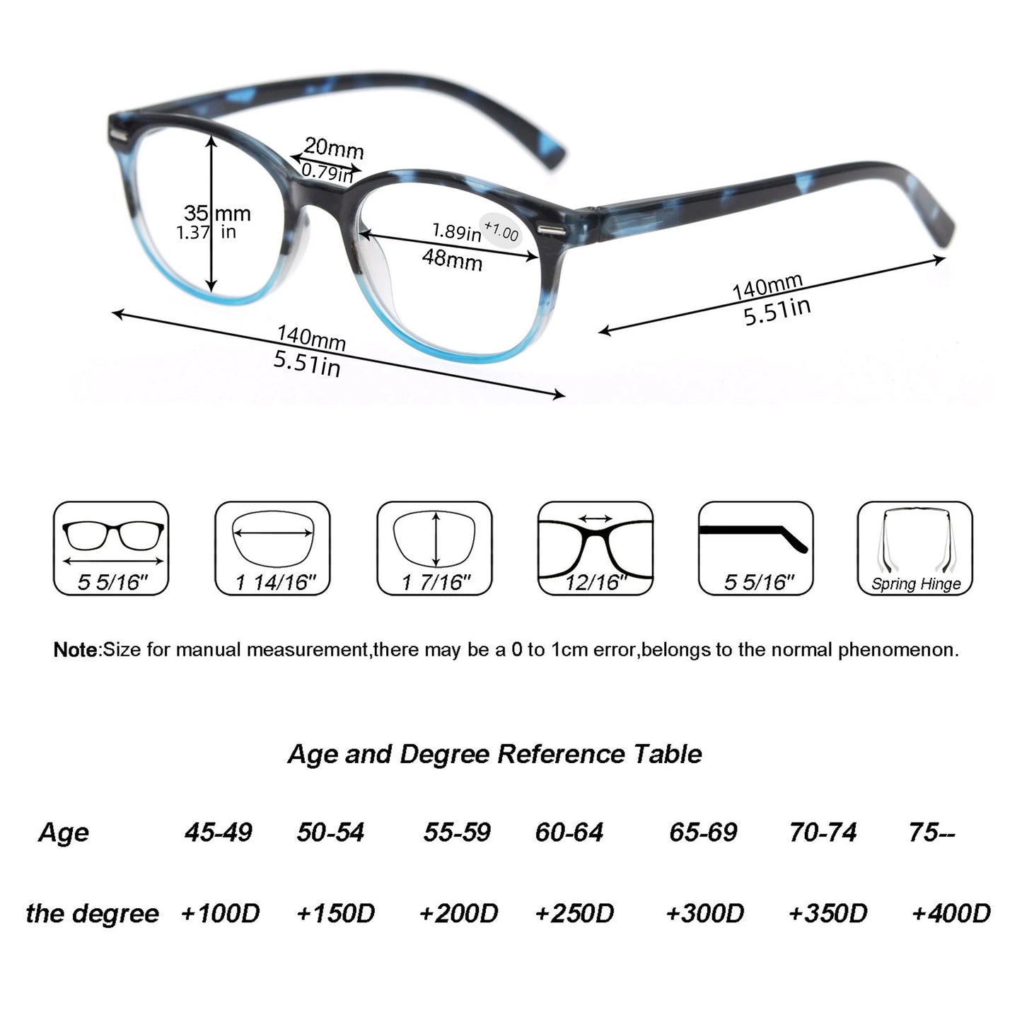 Reading Glasses Oval Frame Metal Rivet Men Readers Magnifying Eyeglasses with Black Diopter +0.5+0.75+2.25+2.75+5.