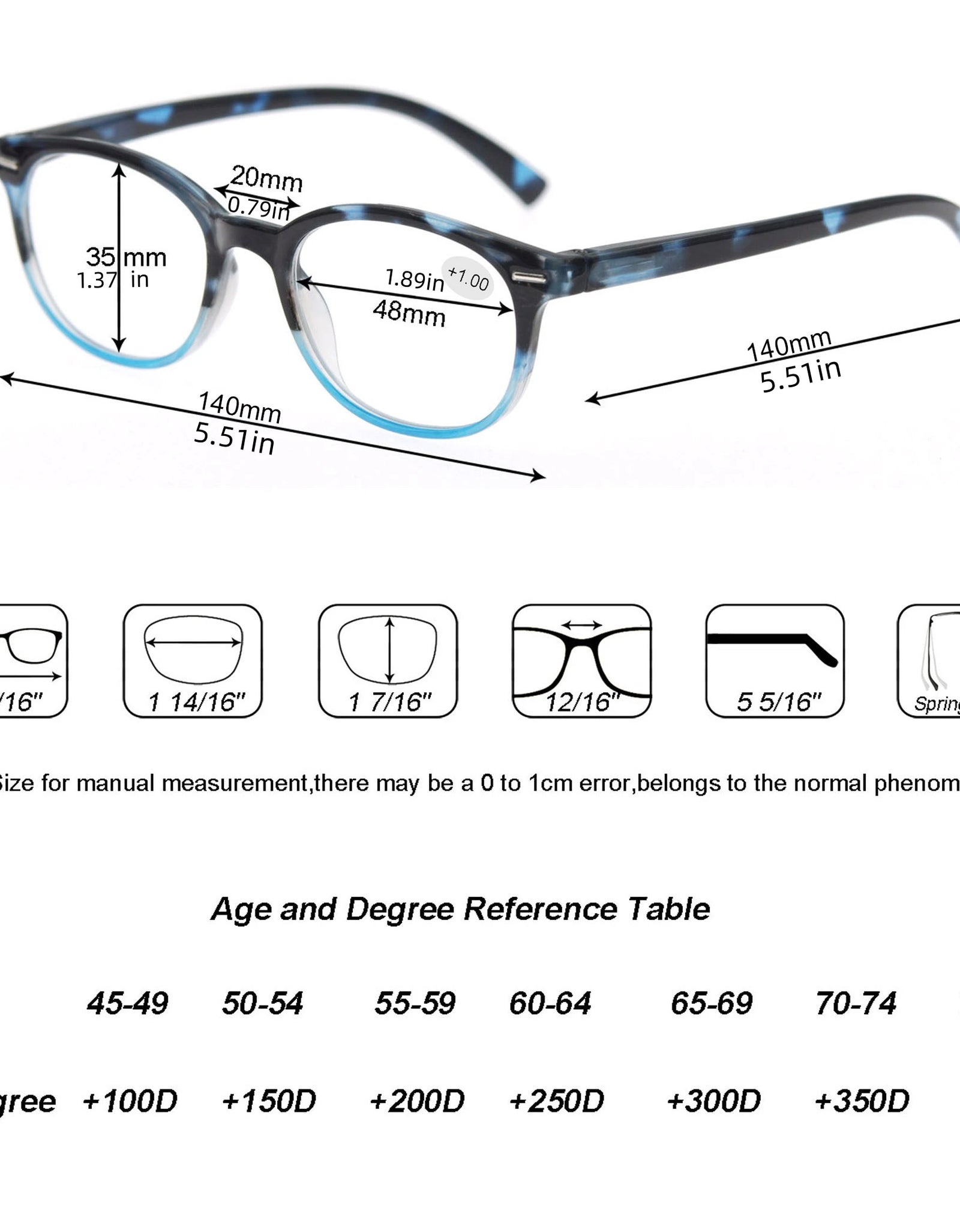 Reading Glasses Oval Frame Metal Rivet Men Readers Magnifying Eyeglasses with Black Diopter +0.5+0.75+2.25+2.75+5.