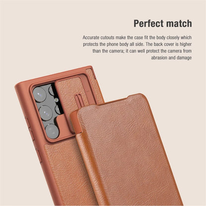 QIN Pro PU Leather Case For Samsung S22 Ultra Plus Flip Camera Slider 360° All-inclusive Shockproof Phone Cover