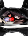 Women Casual Multiple Pockets Tote Bag Lady Large Capacity Shoulder Crossbody Bag Vintage Soft Leather Travel Bag