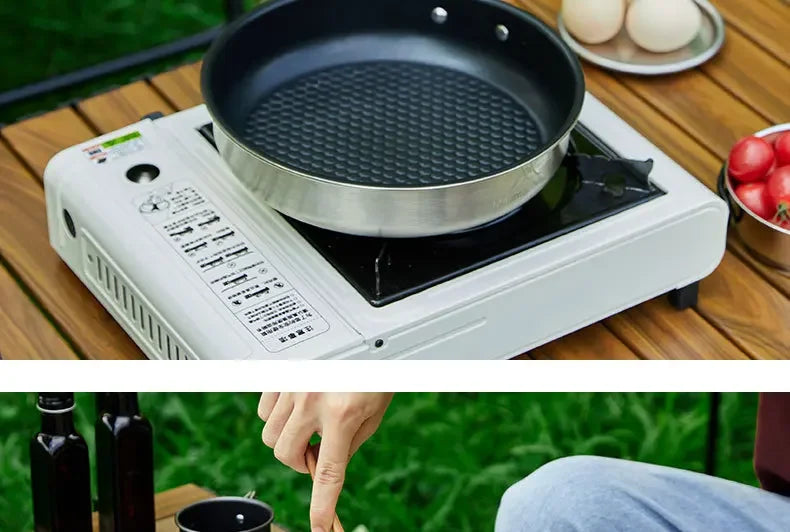 Outdoor Camping Non-stick Frying Pan Breakfast Pancake Pot  Stainless Steel Cooking Food Induction Cooker Fry Pan