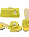 Nigerian Italian Shoes and Bags Set Decorated with Rhinestone Luxury Shoe and Bag Set for Party in Women