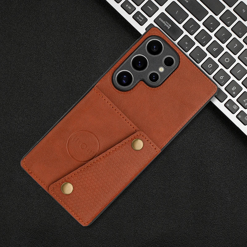 Multi Card Holders Wallet Case for Samsung S25 S24 S23 S22 Ultra Leather Back Phone Cover Cases