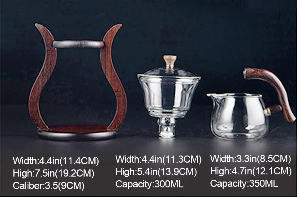 Heat-Resistant Glass Tea Set Magnetic Water Diversion Rotating Cover Bowl Automatic Tea Maker Lazy Kungfu Teapot Drinking