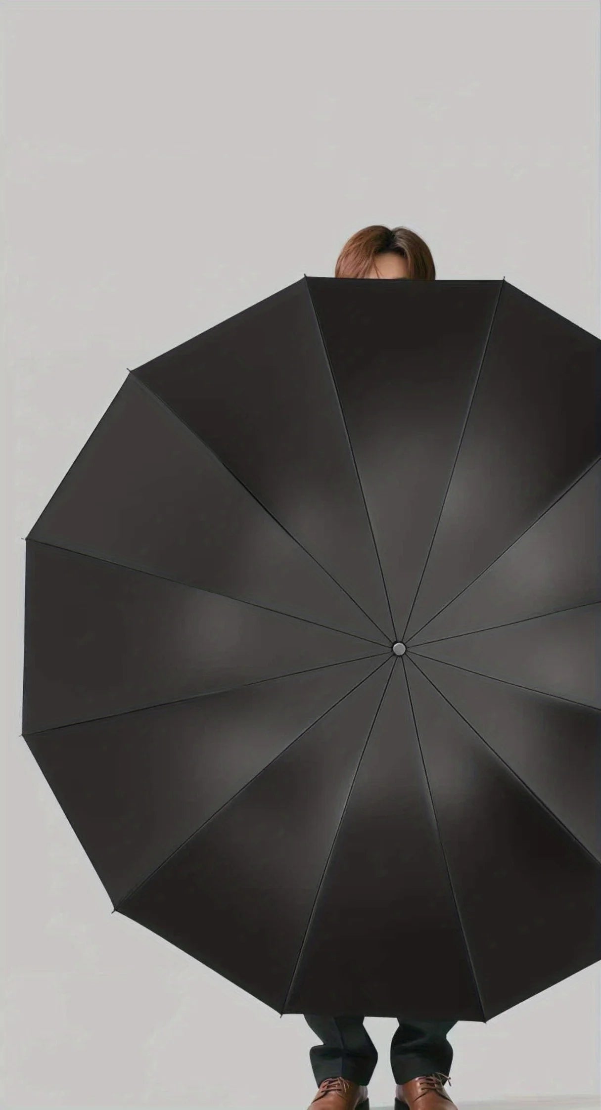 Large Reverse Folding Umbrella 125cm Diameter 12 Rib Wind Resistant Leather Cover Family Travel Umbrella