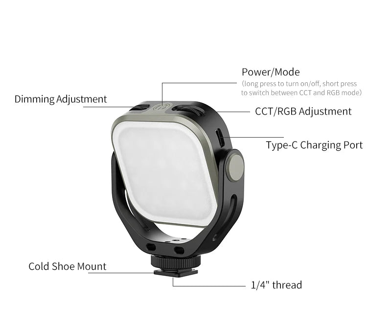 VL66 RGB Video Light – 360° Rotatable Bi-Color 2500-6500K CRI95+ Rechargeable Fill Light for DSLR, SLR & Smartphones
