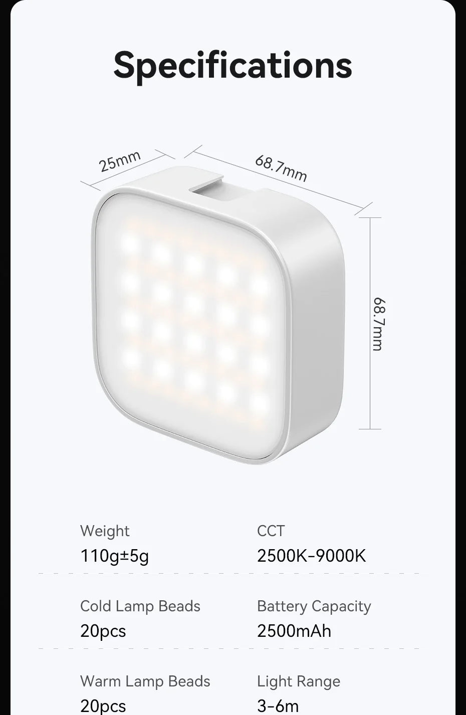 U60 Mini Pocket LED Video Lamp – RGB 2500-9000K Rechargeable Photography Light with LCD Screen & Cold Shoe Mount