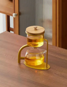 Automatic Glass Teapot Set, Magnetic Diversion, Rotating, Lazy Kungfu, Drinking, 1 Set