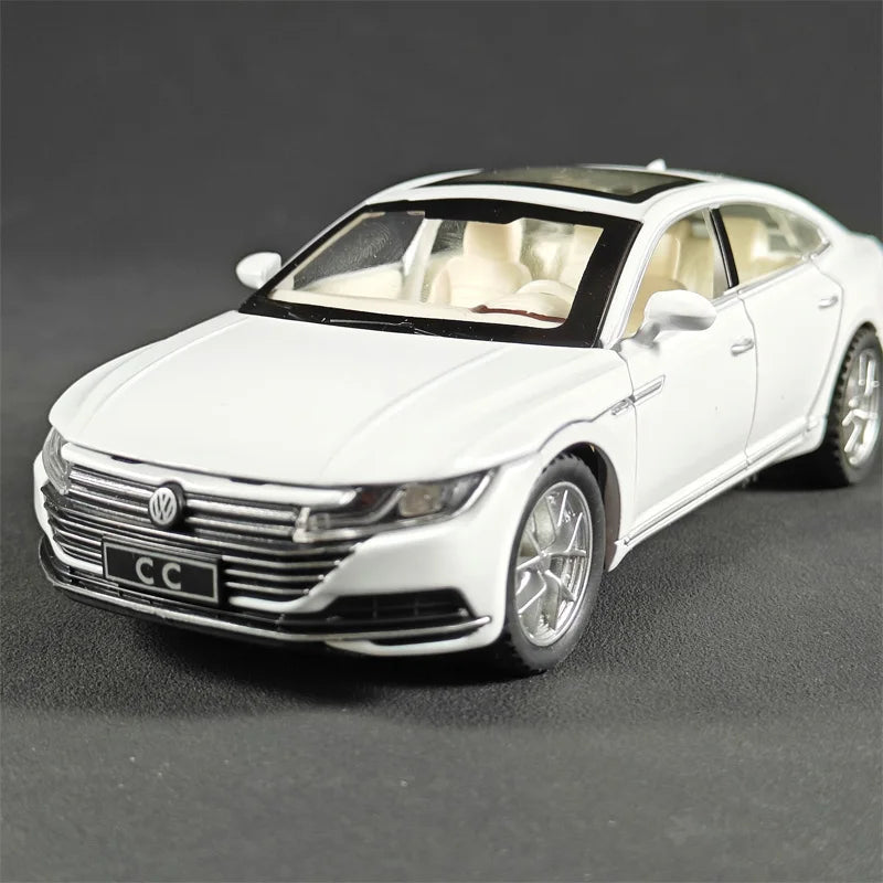 1:32 Scale Volkswagen CC Alloy Car Diecast Model Collect Hobby Model Ornaments Gift For Friend Boys Sound Light Pull Back Toys