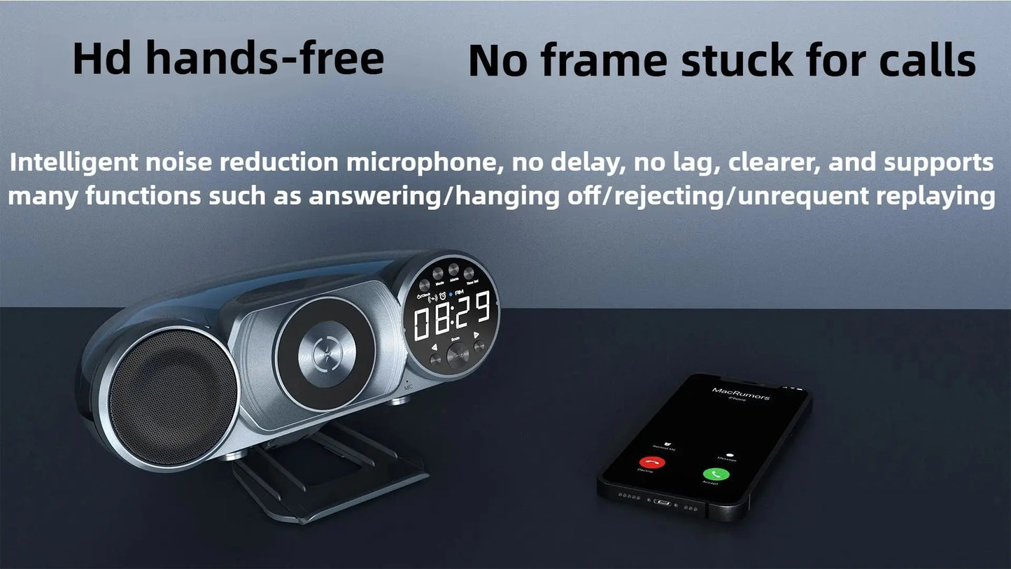 Multifunctional wireless charging Bluetooth clock speaker bedside creative ornament RGB dazzling megnetic subwoofer audio