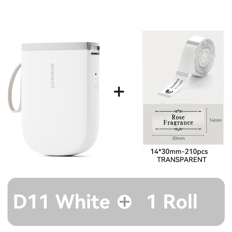 D11 Mini Thermal Label Printer 300DPI, Bluetooth Wireless Inkless Sticker Maker, Portable Label Printer for Android & iOS