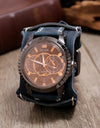 Men Watches Luxury Big Dial Quartz Lovers Watch Wide Genuine Leather Punk Bracelet Sport Wristwatch