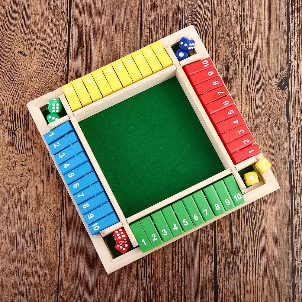 Wooden Four Player Shut the Box Dice Board Game