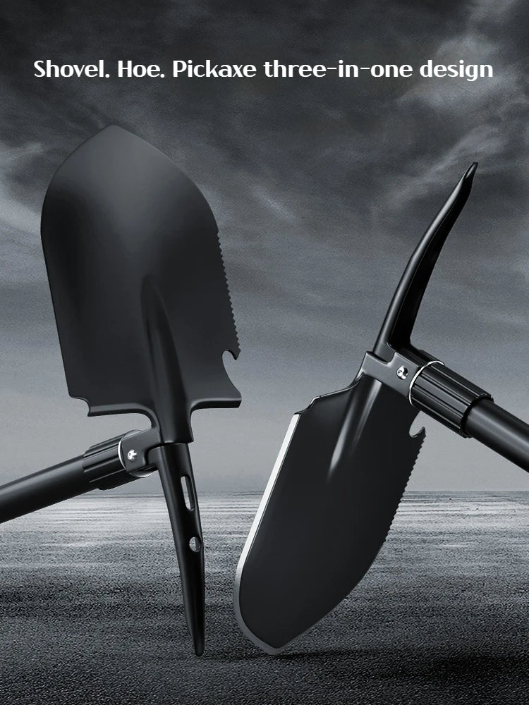 1pc Multifunctional Tactical Folding Shovel Survival Spade Saw Pickaxe Collapsible Engineer Shovel Stainless Steel