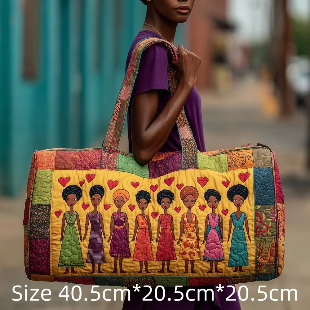 3D Quilted African Tote Bag for Women Colorful Tribal Print African Ladies Sunset Fruit Basket Gym Boho Festival Overnight Bags