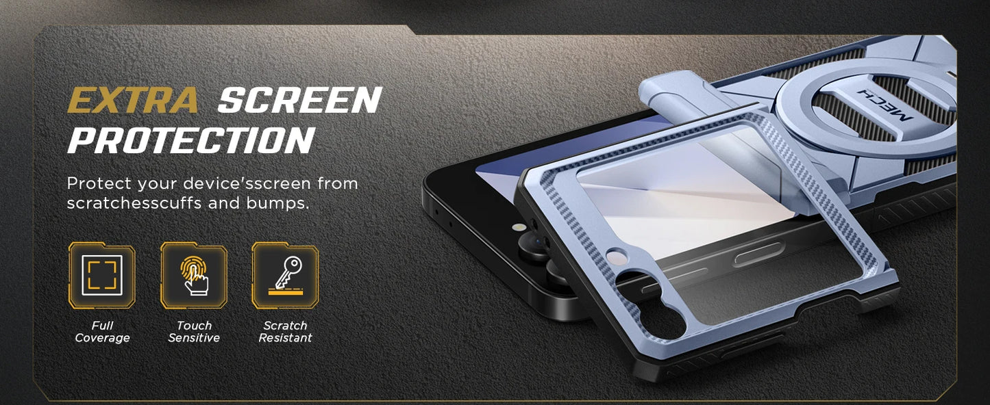Stand for Z Flip 6 Case with Ring Kickstand Hinge Protection Screen Protector Full Body Protection Magsafe Phone Case