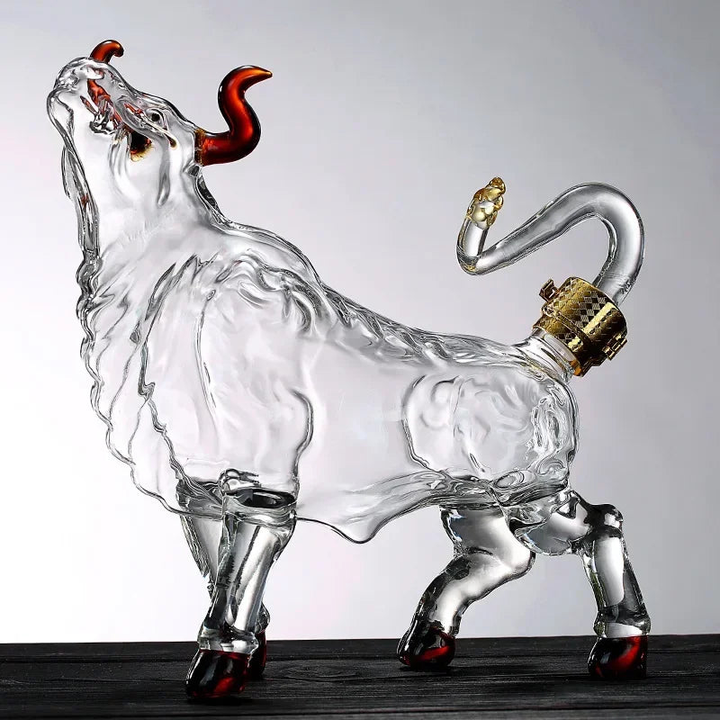OX YEAR Whisky Glass Cow Decanter Whiskey Animal Bull Shaped Home Bar Wine Bottle For Liquor Scotch Drinkware Gift 1L Glassses