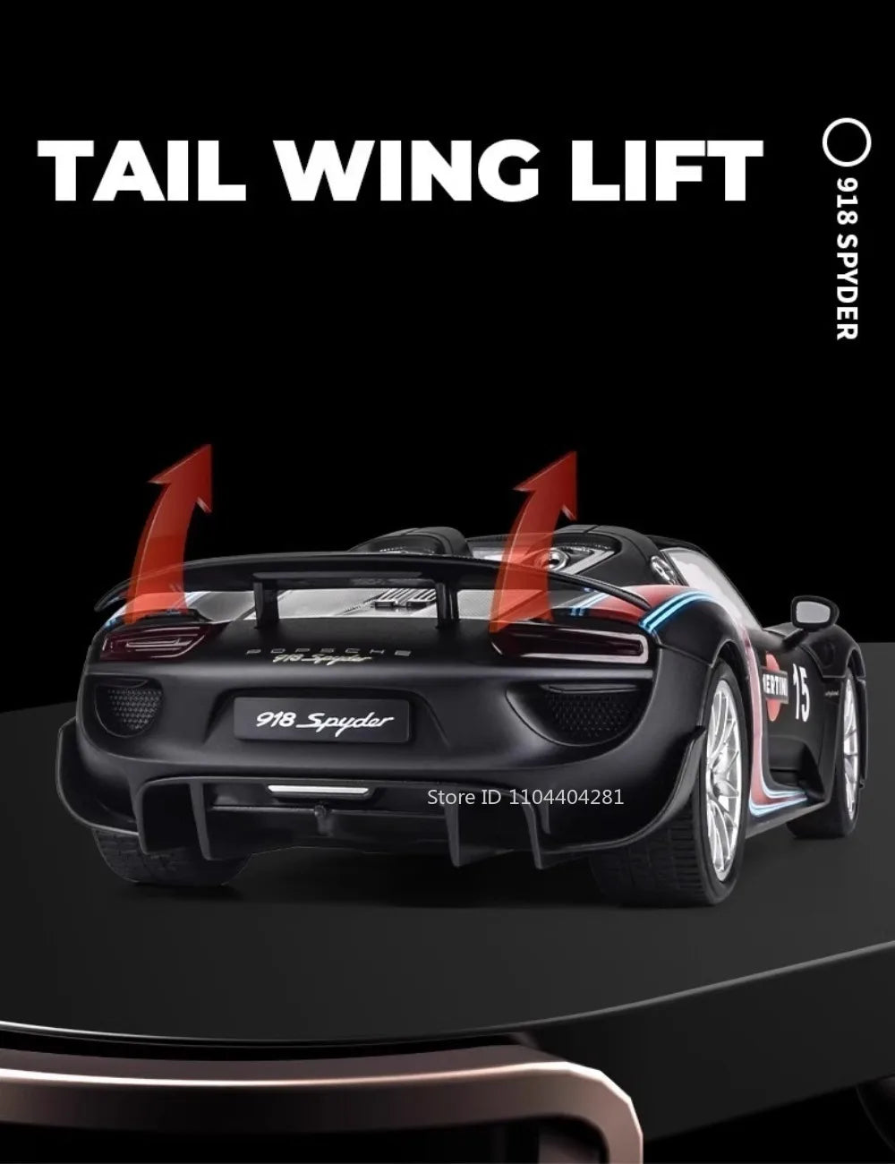 1:18 918 Spyder Martini Pagani Huayra Diecast Alloy Model Toys Car Doors Opened with Sound Light Miniature Vehice Adult Boy Gift