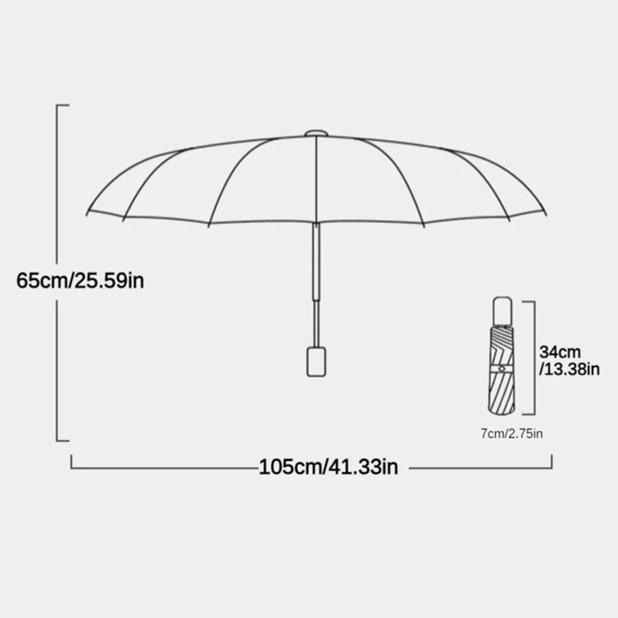 Automatic Folding Umbrella 16 Bone Windproof Large 105cm Sun Shade Rain Protection Travel Umbrella