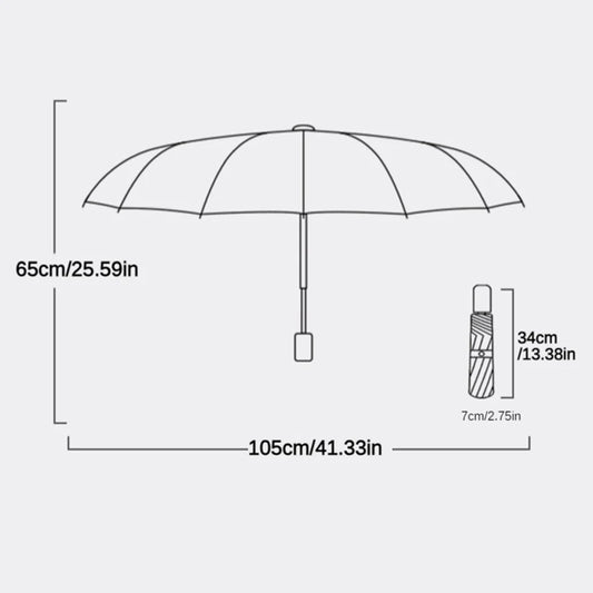 Automatic Folding Umbrella 16 Bone Windproof Large 105cm Sun Shade Rain Protection Travel Umbrella
