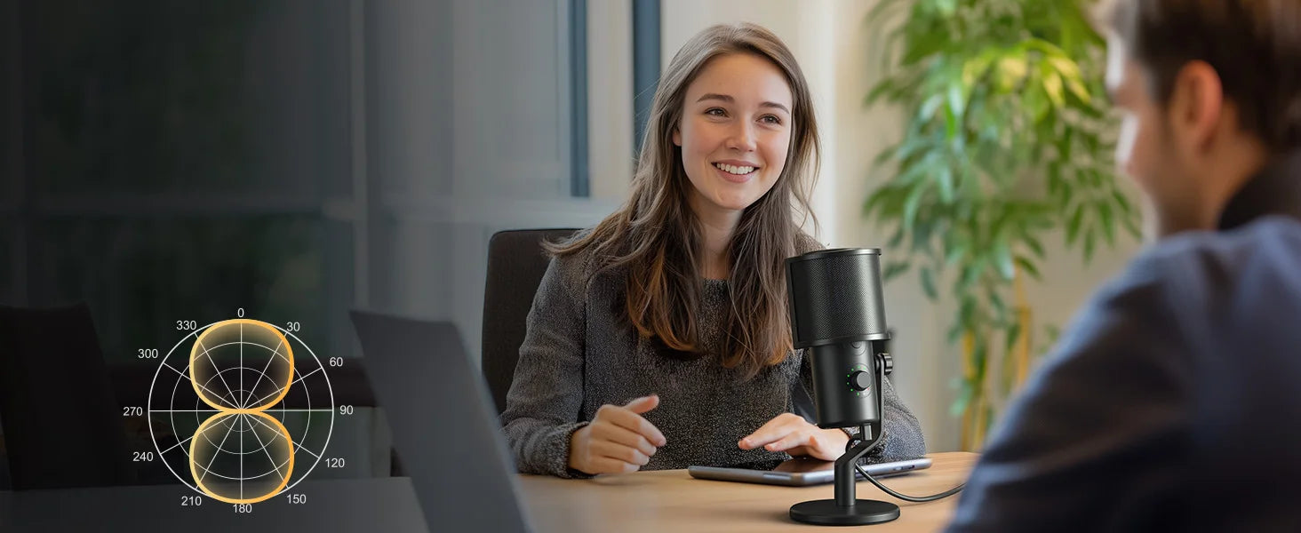 DM50 USB Microphone for Gaming Streaming Podcast Professional Studio Recording Condenser Mic with 3 PolarPatterns Software