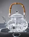600ML Borosilicate Glass Teapot With Bamboo Handle Household Convenient Heated Tea Kettle with Filter Kung Fu Flower Tea Pot