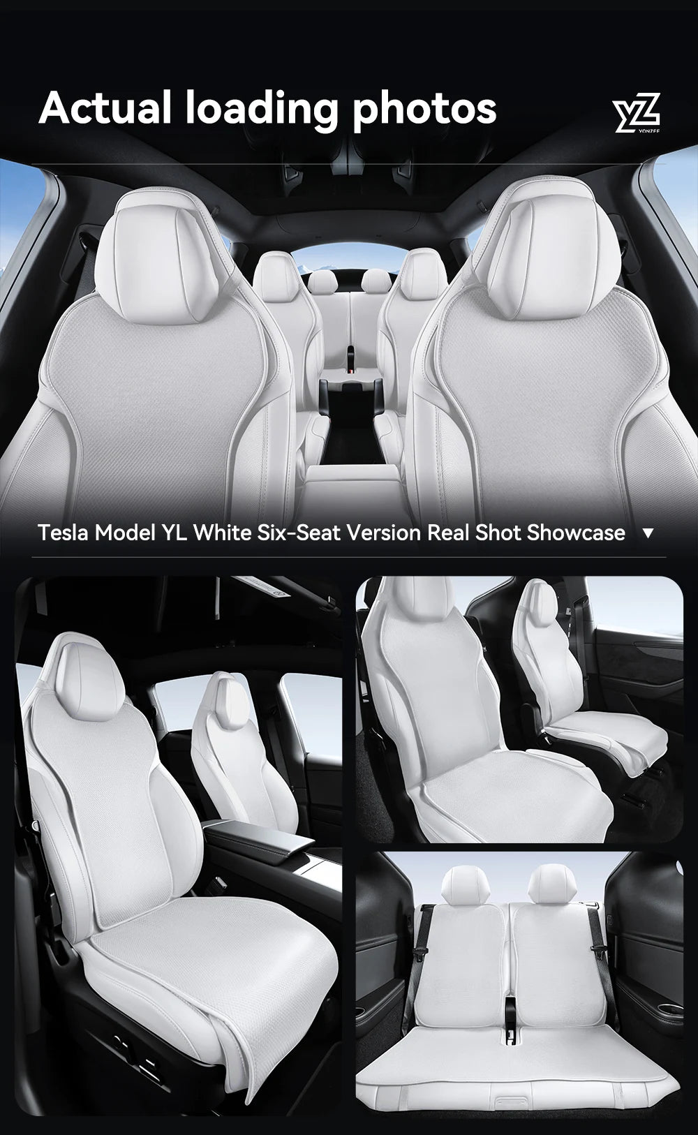 Tesla Model YL Juniper Ice Silk Seat Covers 11 Piece Set Breathable Four Season Seat Cushion Protector 6 Seat