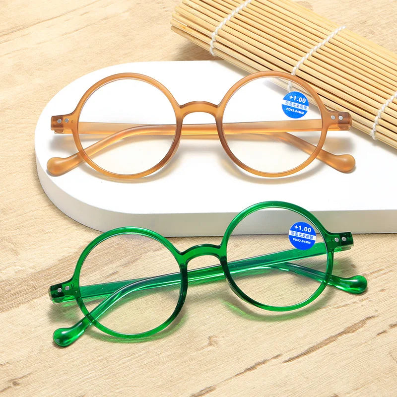 Fashion Reading Glasses Clear Lens Vintage Round Eyewear Hyperopia Presbyopia Reading Eyeglasses +1.0 +1.5 +2.0 +2.5