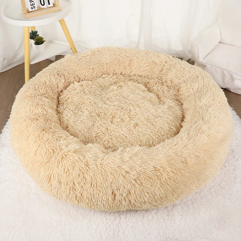 Plush Donut Dog Bed Washable Pet Cushion