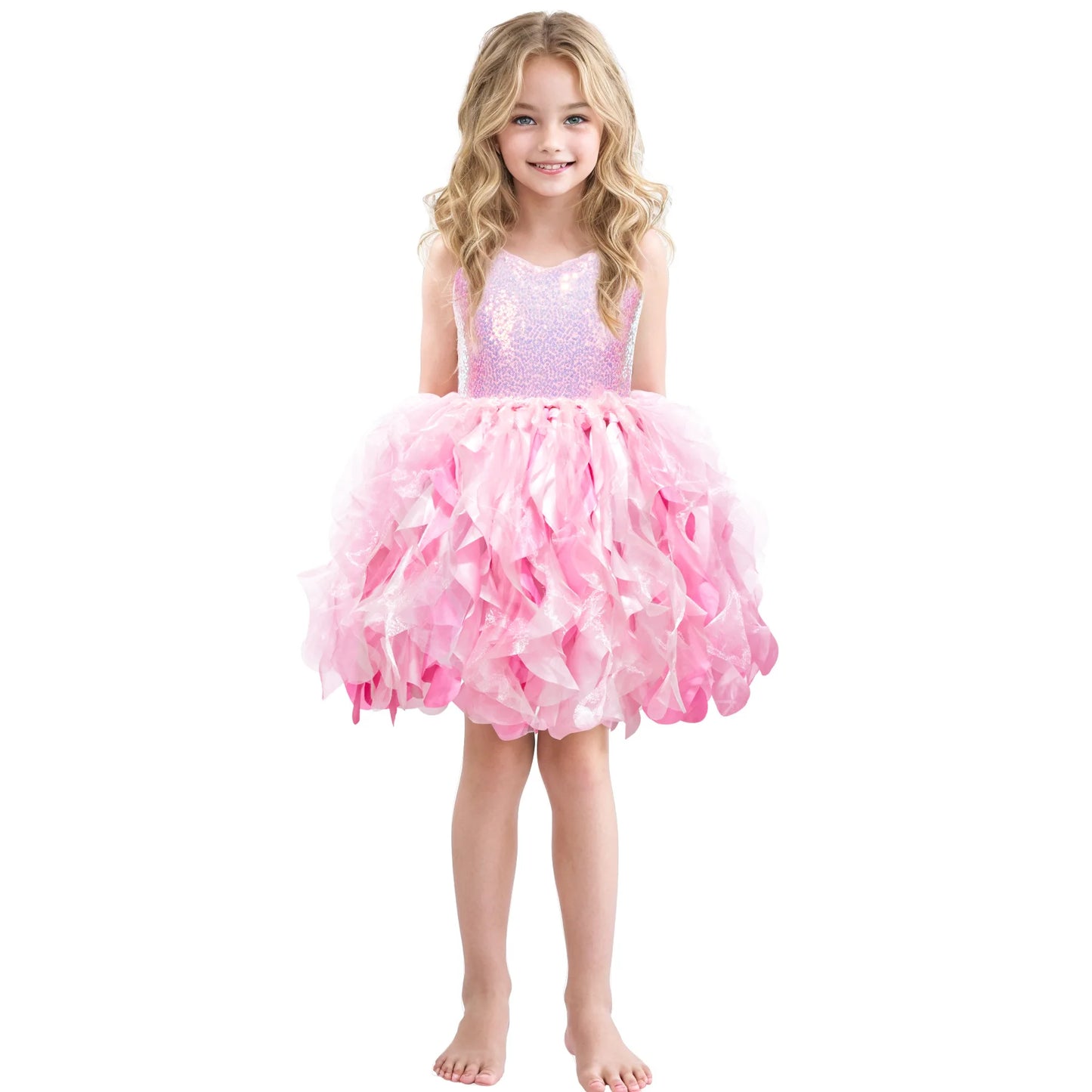 Sequin Pageant Dress with Spiral Hem Birthday Party Gown